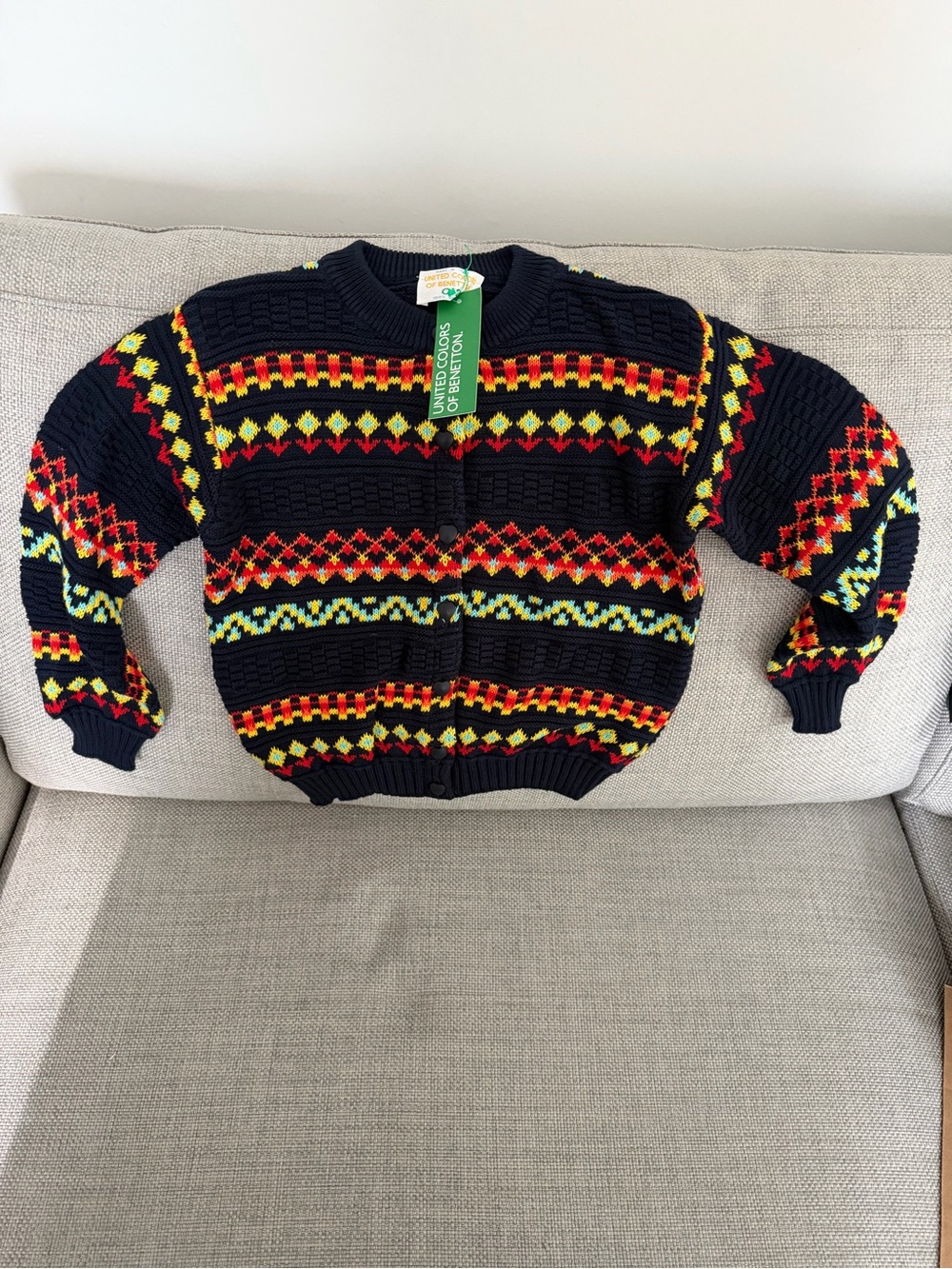 BNWT United Colors of Benetton cotton girl buttonedcardigan Sz 12 made in Italy